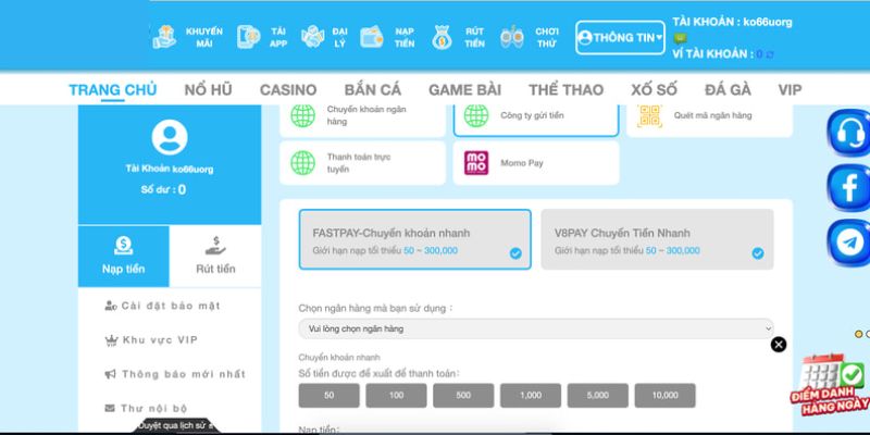 Hướng dẫn cách nạp tiền KO66